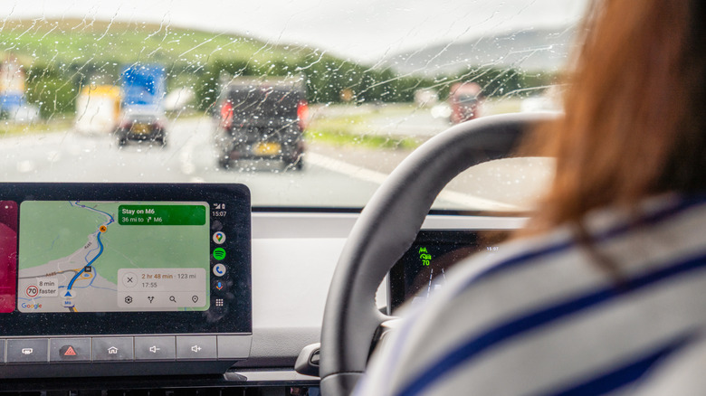 Driving in the rain with Google Maps.