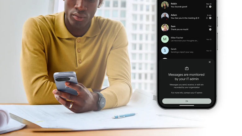 Google RCS messages monitoring notification on Pixel