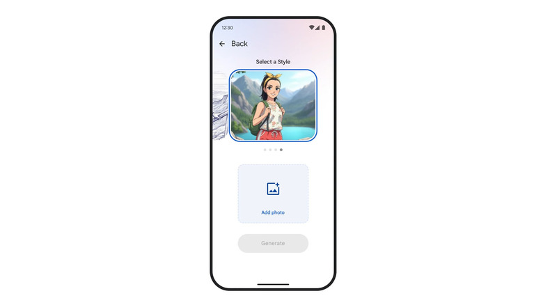 Choosing a style and photo to use with Google Photo's new Remix function