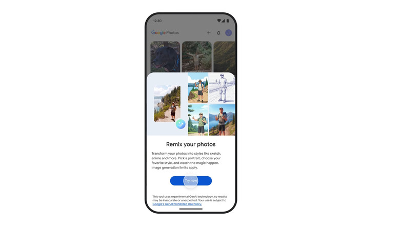 New Remix options howing in Google Photos app on a smartphone