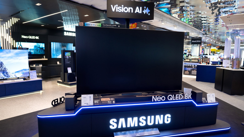 A Samsung TV in a store.