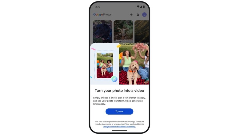 La nueva función de AI de foto a video en Google Photos.