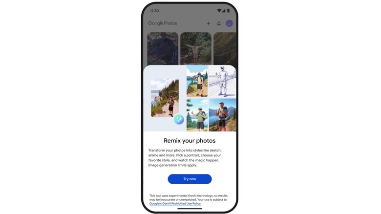 La nueva función Remix AI en Google Photos.