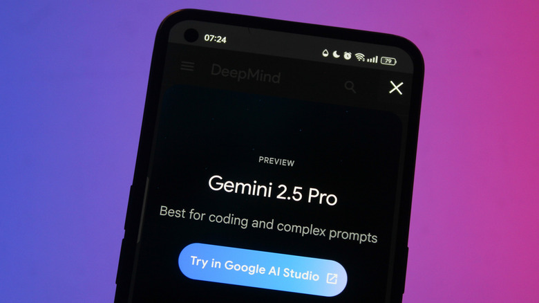 A smartphone displaying a Gemini 2.5 screen.