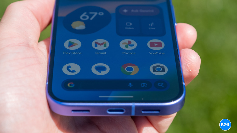 Bottom half of the Google Pixel 10