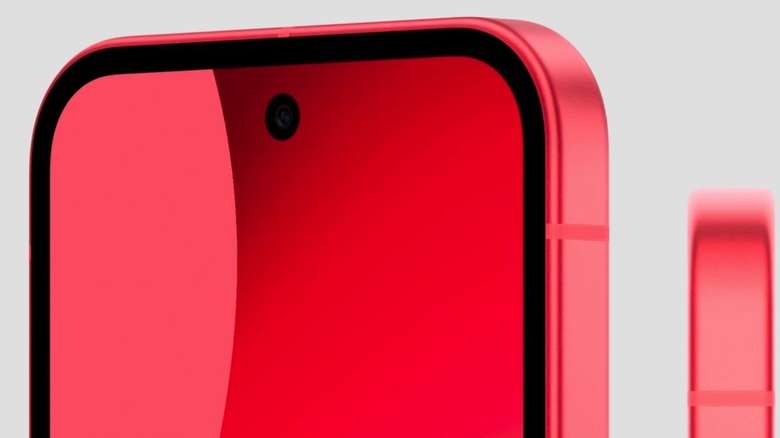 Close-up of the Pixel 10a: Selfie camera detail.