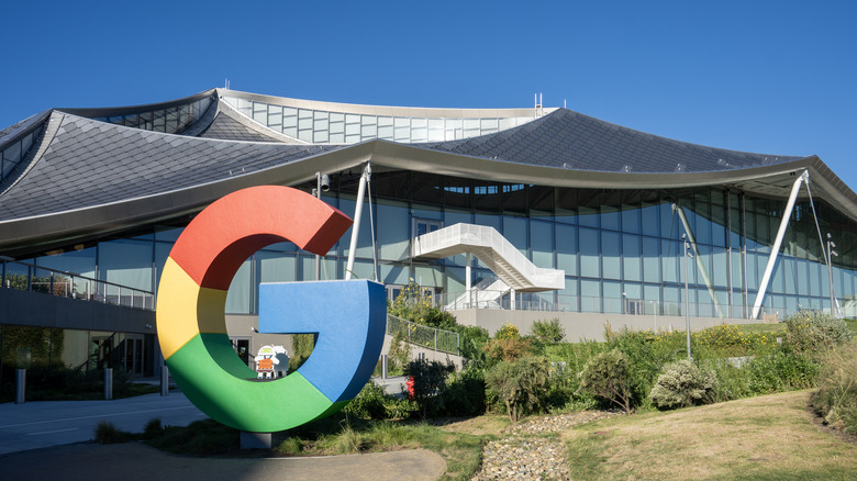 Google logo outside of the Google building