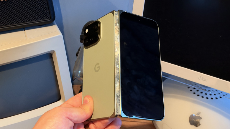 Pixel 11 Pro Fold hinge while half folded