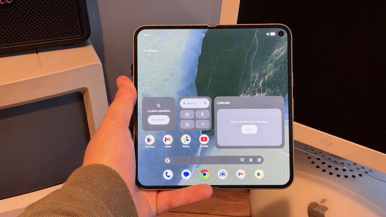 Pixel 11 Pro Fold display unfolded being held in hand