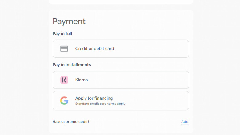 A screenshot of the Promotional Code section of the Google Store checkout