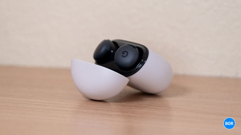 Google Pixel Buds 2a in a case