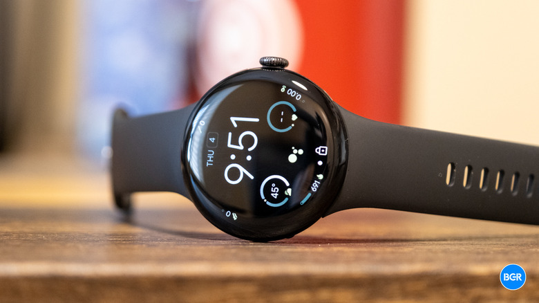 Google Pixel Watch 4 on its side
