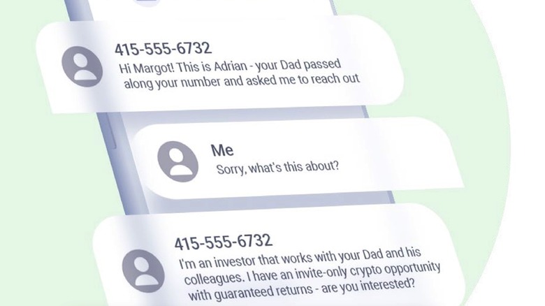 Examples of Bait and Wait scam messages.