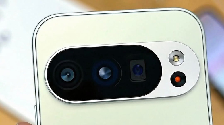 The back of a google pixel showing camera and flash