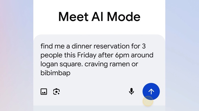 Using AI Mode for a restaurant reservation.