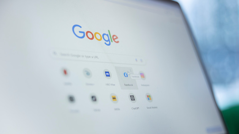 Google search window on a laptop screen