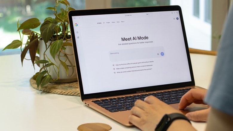 A person using AI Mode on a computer