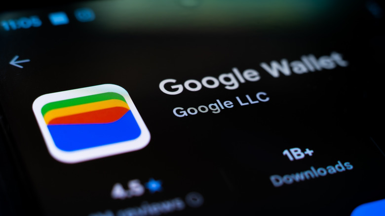 google wallet store icon and listing page on a smartphone