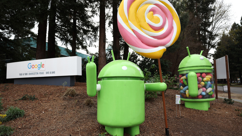 Android figures on display at Google's headquarters.