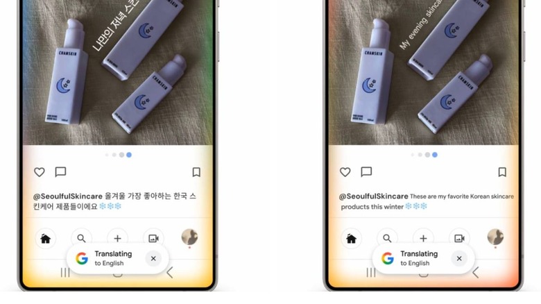 Google's new circle to search translation feature at work