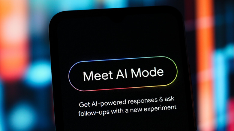 Google's AI Mode introduction on a smartphone with blurred background