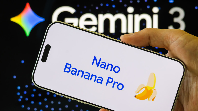 Google Gemini 3 Nano Banana Pro logo displayed on a smartphone screen.