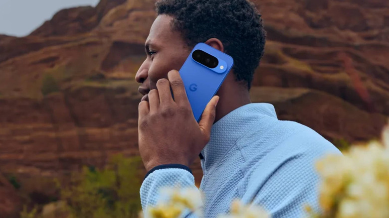 Man using Google Pixel 10