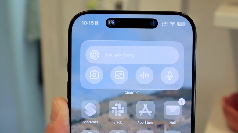 ChatGPT widget on iPhone 16 Pro Max running iOS 26