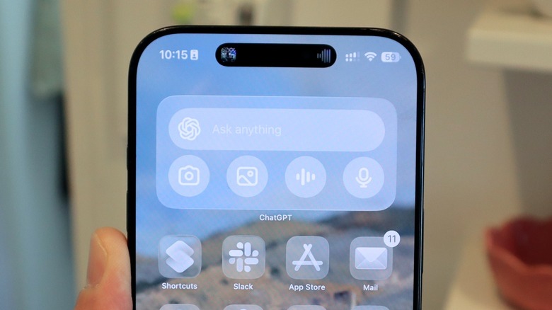 ChatGPT widget on iPhone 16 Pro Max running iOS 26