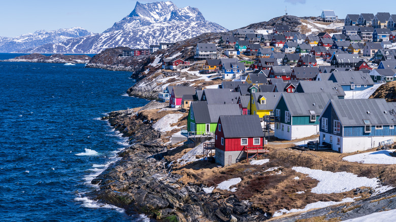 Colorful houses on the coast of Greenland in Nuuk