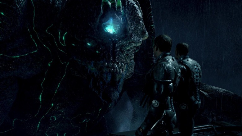 A close-up of a Kaiju in 