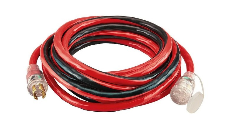 Black and red extension with plug and lock on each end