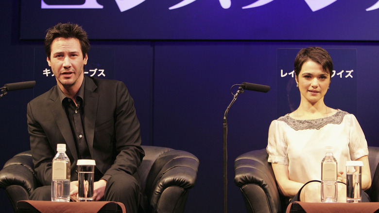 Keanu Reeves and Rachel Weisz promoting "Constantine" in Tokyo in 2005.