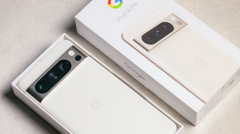 The Pixel 8 Pro in its retail box