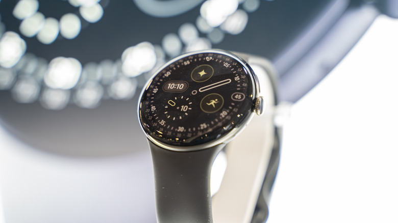 close-up of Google Pixel Watch 4 on display