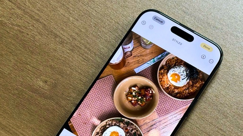 iPhone 16 Pro Max highlighting the edit tools on the Photos app