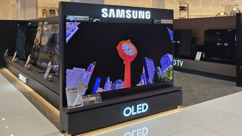 A Samsung OLED TV on display