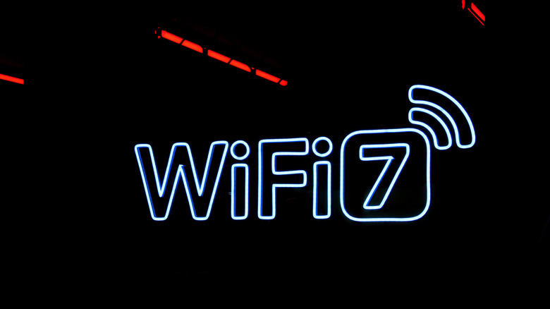 A Wi-Fi 7 sign on a black background