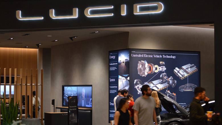 inside a Lucid EV car dealership and showcase