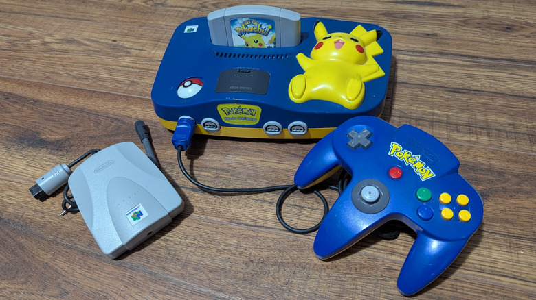 A Pikachu themed Nintendo 64 console