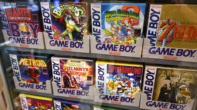 Original Nintendo Game Boy games on display