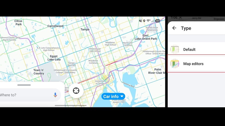 Screenshot of the Mad Editor theme type in Waze with the settings menu to enable it.