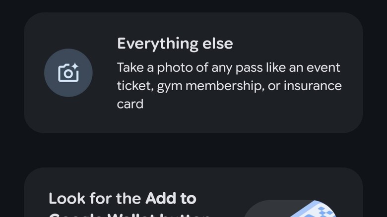 The Everything Else feature option in Google Wallet