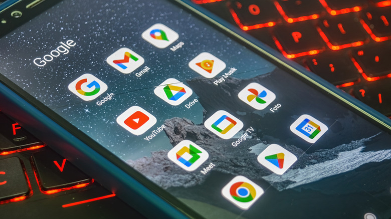 Google apps on a smartphone