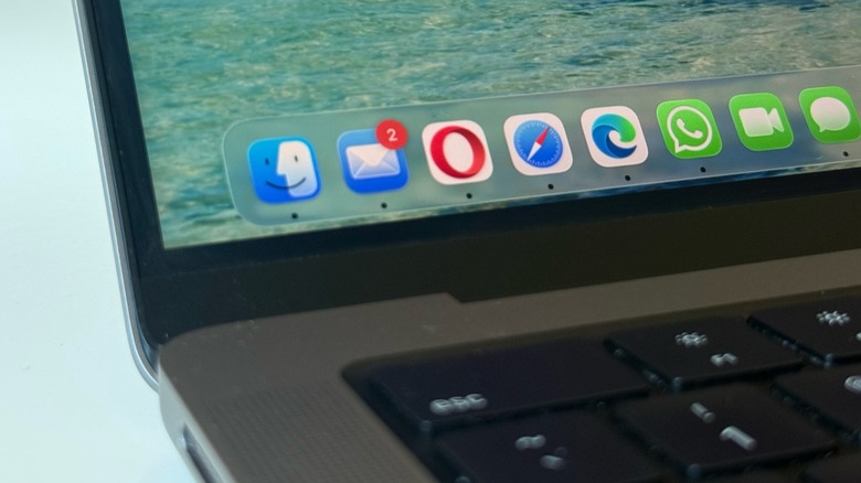 Up-close shot of macOS dock on a MacBook