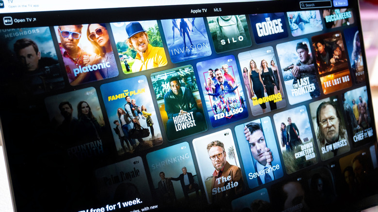 display showing apple tv movies and tv shows