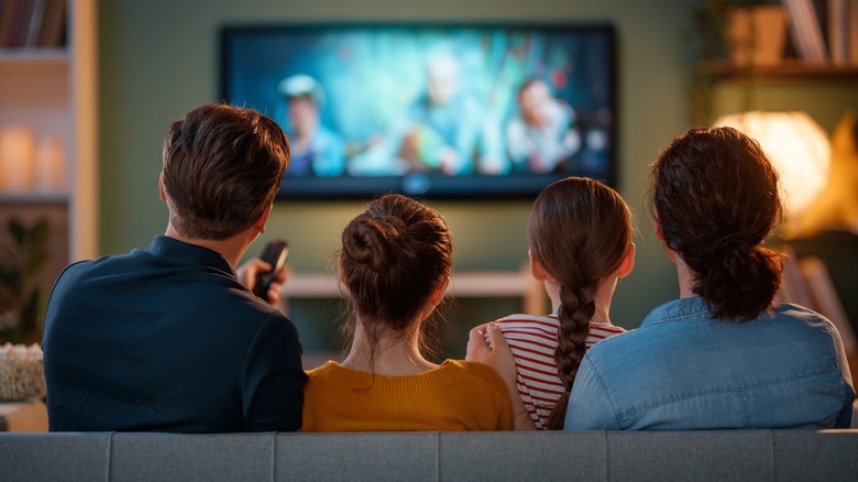 family watching tv