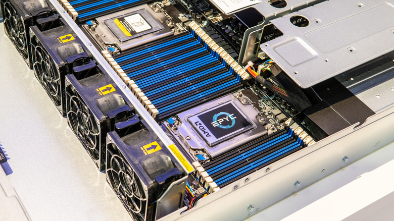 A server with an AMD Epyc processor inside it