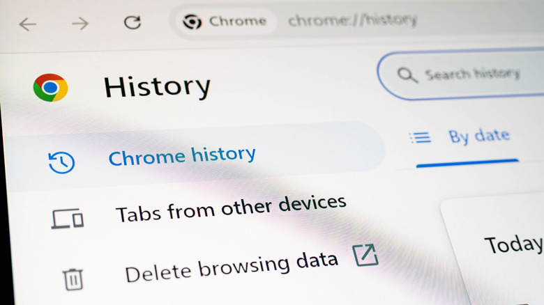 A picture taken of Google Chrome settings showing Chrome History