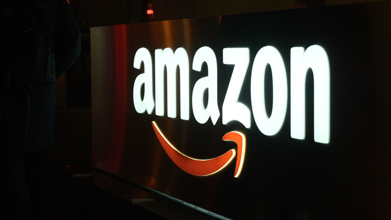 Amazon logo on a dark background